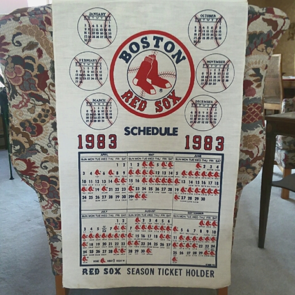 Vintage 1983 Red Sox Cloth Schedule Calendar